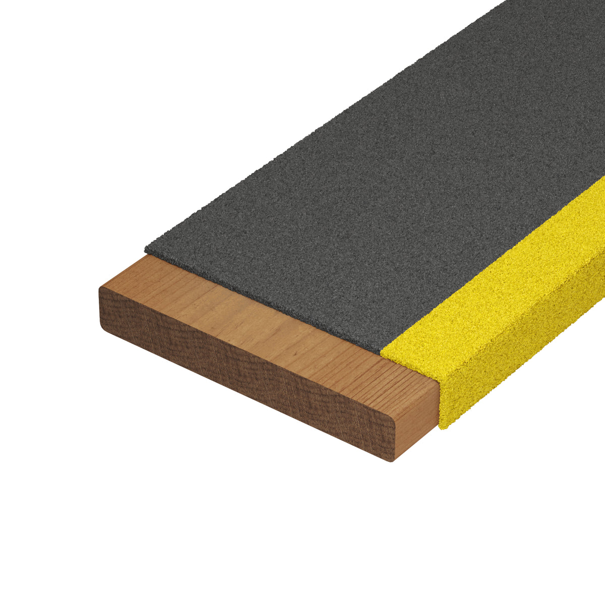 STEADY-STEP Anti-Slip FRP Stair Tread Cover - Black with Yellow Nosing