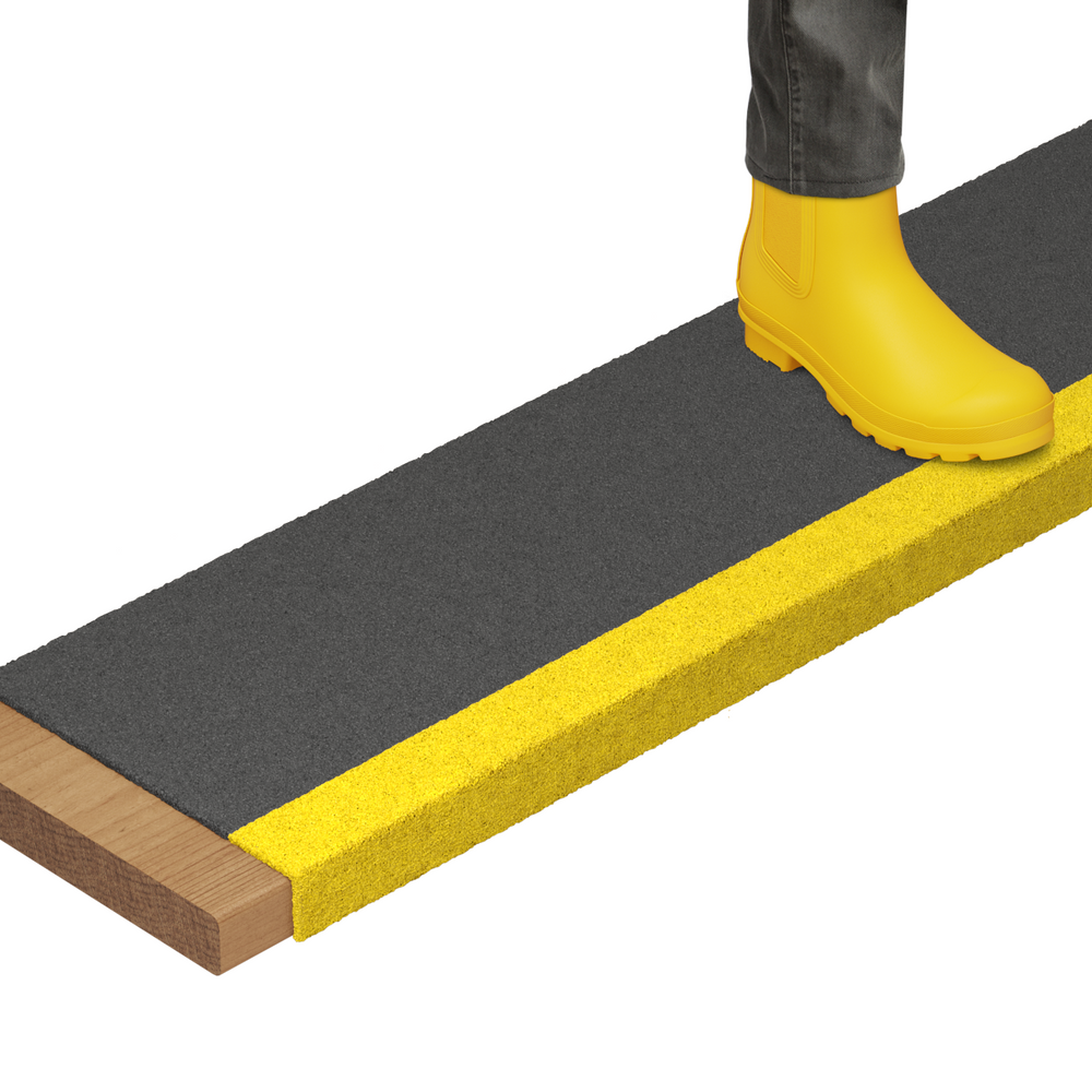 STEADY-STEP Anti-Slip FRP Stair Tread Cover - Black with Yellow Nosing